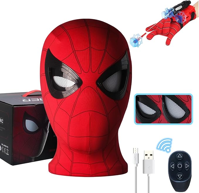 Spider Hero Mask Movable Mechanical Eyes With Remote Control